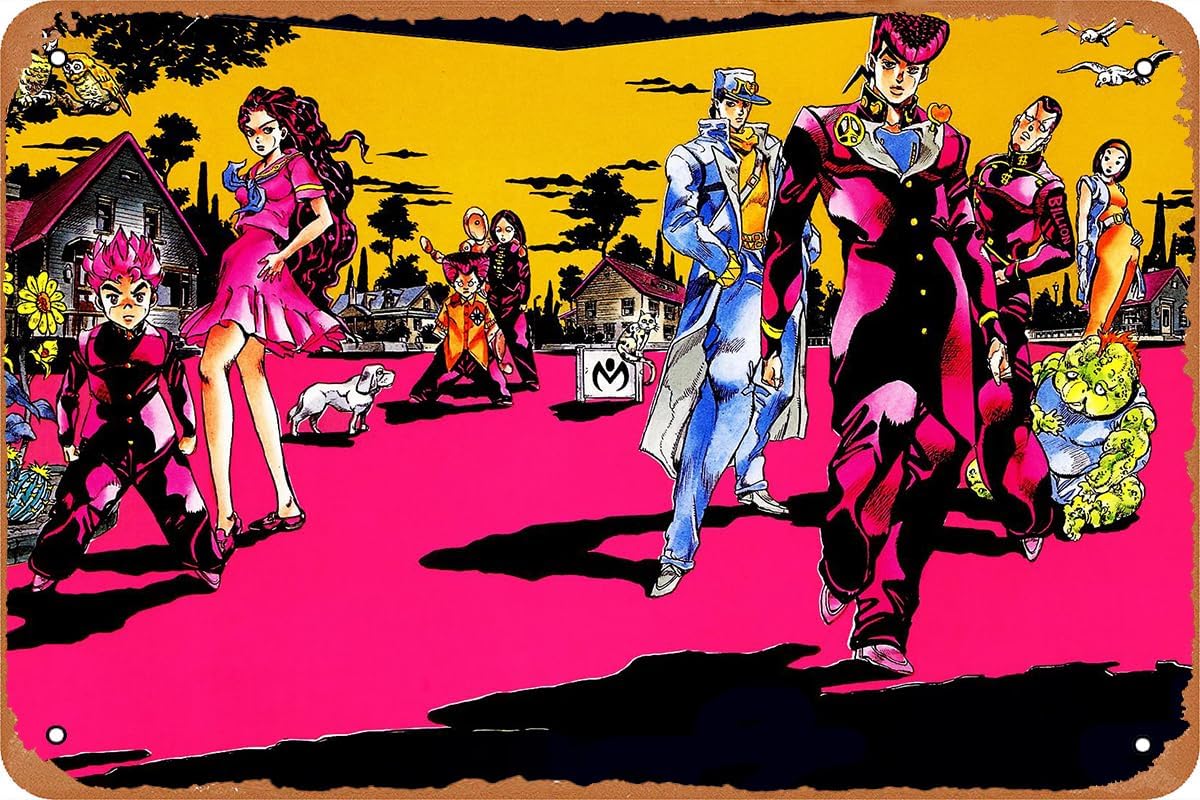 Anime Merchandise Posters - โปสเตอร์อนิเมะ JoJos Bizarre,ป้ายดีบุกวินเทจ,โปสเตอร์โลหะสำหรับตกแต่งผนัง