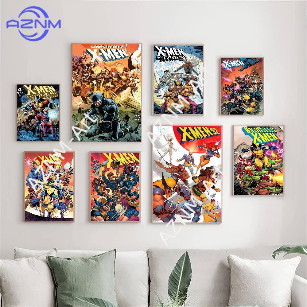 Anime Merchandise Posters - 1 ชิ้น M-Marvel X-X-Men อะนิเมะภาพยนตร์โปสเตอร์วินเทจกระดาษขาวเหนียวพิมพ์โปสเตอร์งานศิลปะโปสเตอร์สติ๊กเกอร์ติดผนัง
