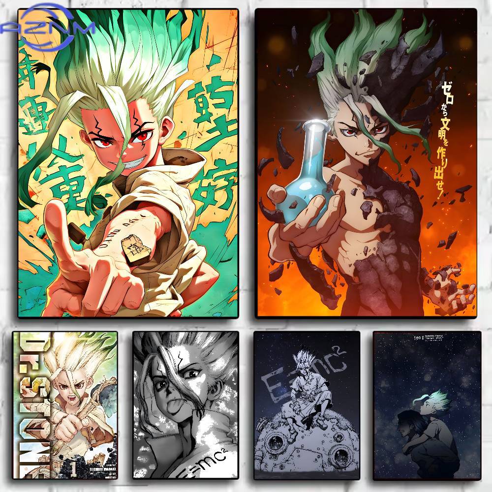Anime Merchandise Posters - อะนิเมะคลาสสิก ดร.สโตน โปสเตอร์ HD อาร์ต วอลล์กันน้ำ