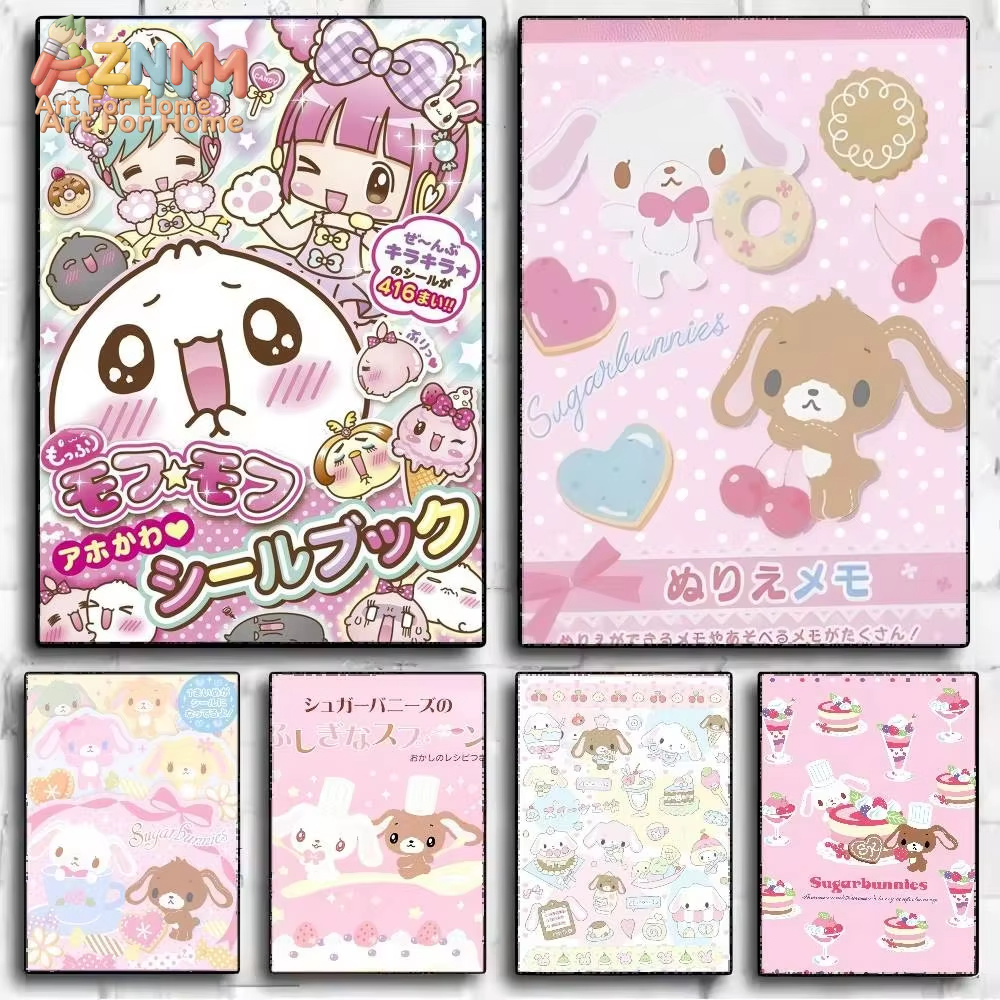 Anime Merchandise Posters - 1 ชิ้น AZMN ชูการ์บันนี่ส์อะนิเมะคาวาอิโปสเตอร์วินเทจรูม บาร์ คาเฟ่
