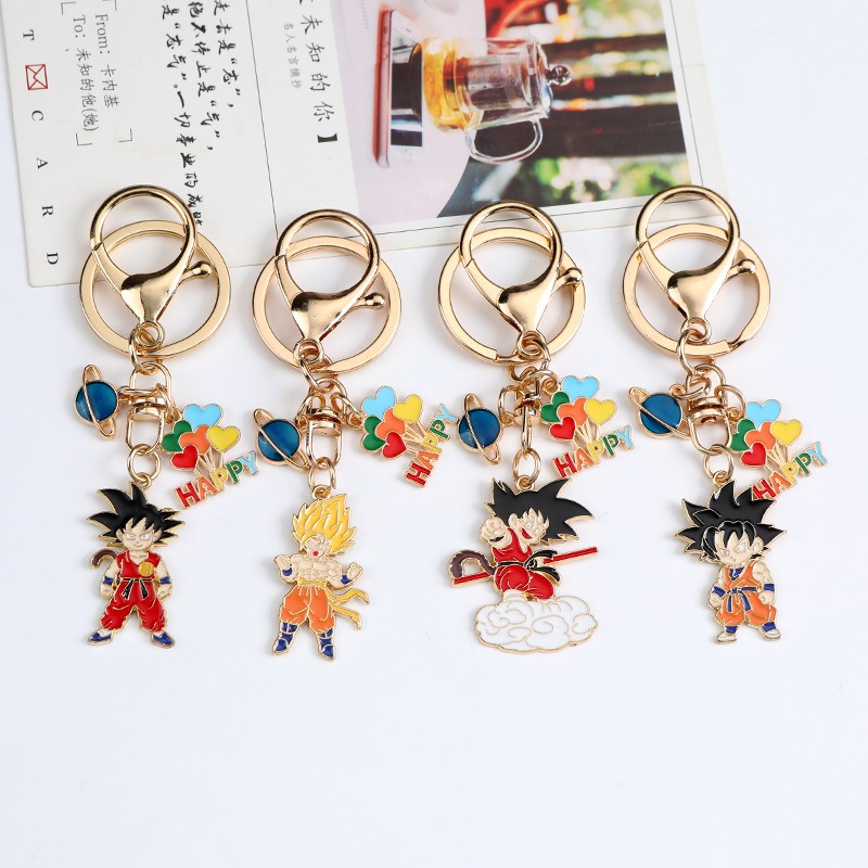 Anime Merchandise Keychains - พวงกุญแจโลหะลายการ์ตูนดราก้อนบอลซีรีส์ใหม่ ดีไซน์สร้างสรรค์ วูคง ผลิตจากโลหะผสมเคลือบน้ำมัน สำหรับตกแต่งกระเป๋าเป้ สินค้าอนิเมะ