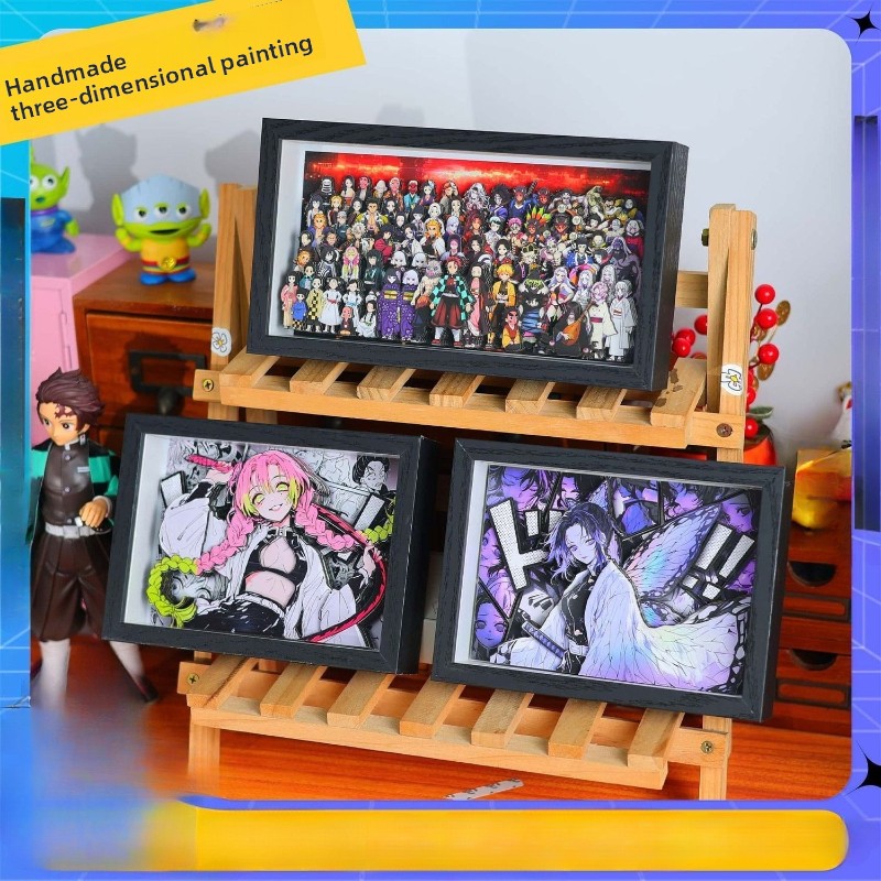 Anime Merchandise Posters - สินค้าอนิเมะดาบพิฆาตอสูร การ์ตูนน่ารัก ชุดครอบครัว ของตกแต่งโต๊ะทำงานเด็กชายและเด็กหญิง ฟิกเกอร์ ภาพ