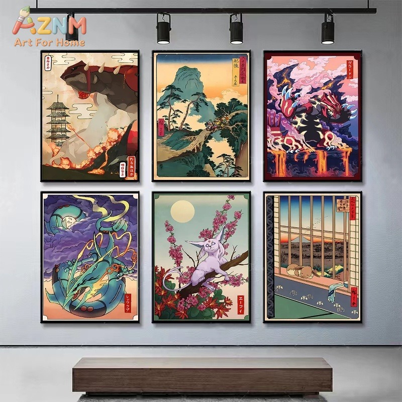AZNM สไตล์อุคิโยะ-เอ โปเกมอน ก - Anime Merchandise Posters บทวิจารณ์และราคา